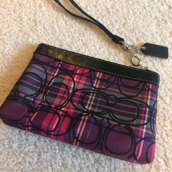 Multicolored Plaid Coach Wristlet - Picture 4 of 6